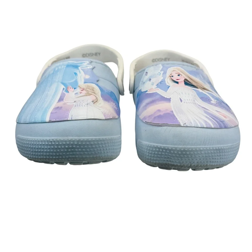 Disney Frozen Crocs J2 Kids Fuzzy Lined Clogs Elsa Blue Slip-On Winter Shoes‎